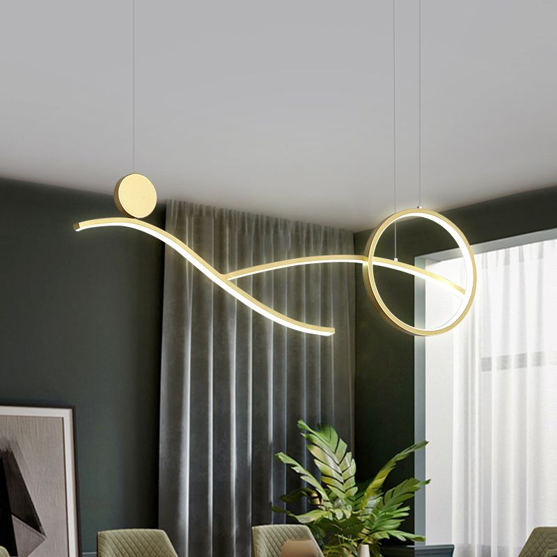 Style linéaire de style contemporain luminaires en métal 3 luminaires d'éclairage pendentif léger