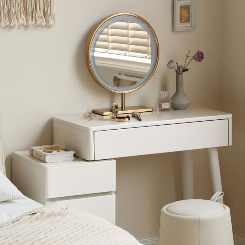 31.5" W Cream Solid Wood Vanity Makeup Dressing Table Set with Drawers