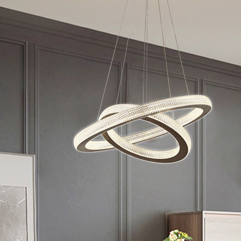 Lámpara de lámpara de círculo cruzado de Crystal Café LED Minimalista Kit de luz colgante en luz cálida/blanca