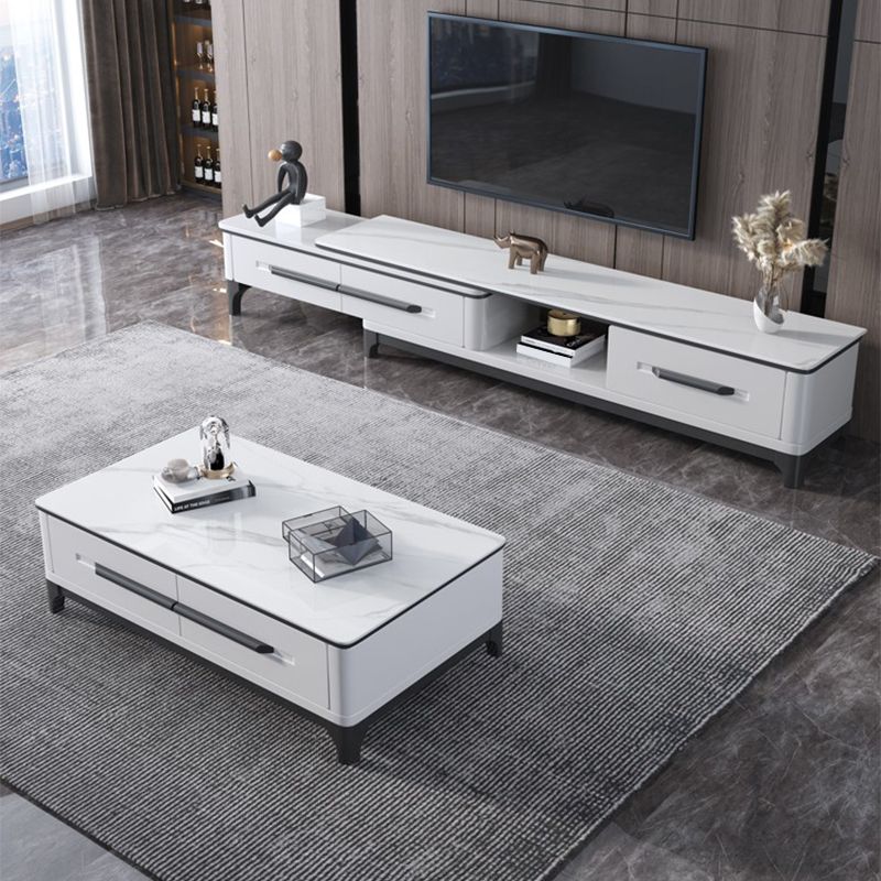 Slate Coffee or End Table with Storage Drawers Rectangle 4 Legs