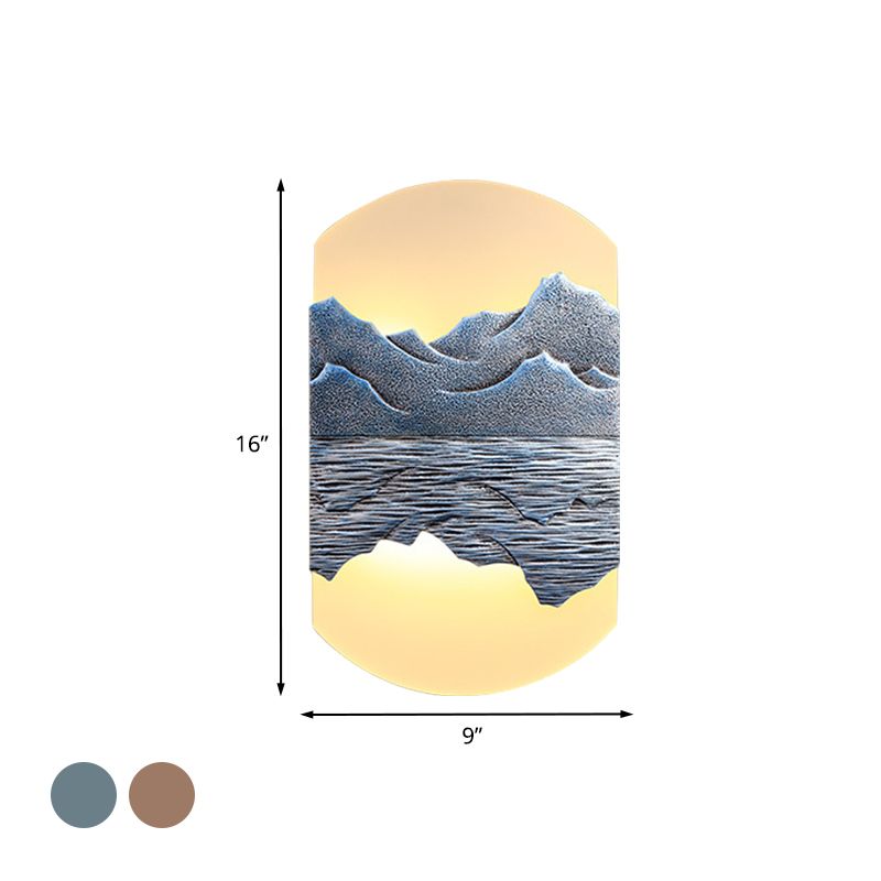 Ventilateur / couloir ovale murale murale luminaire en acrylique LED oriental style mural luminaire en argent / marron