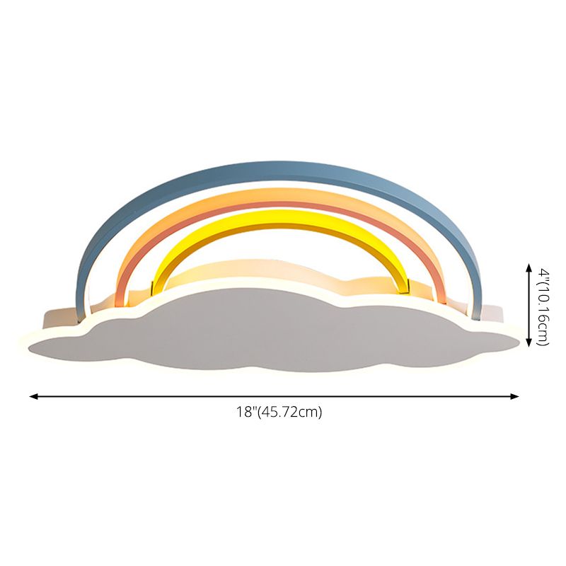 Luz empotrada de arco iris y nube, luz LED de montaje en techo multicolor de dibujos animados para dormitorio
