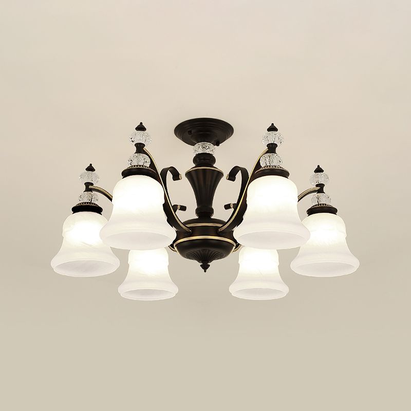 Plafonnier traditionnel en verre noir en forme de cloche