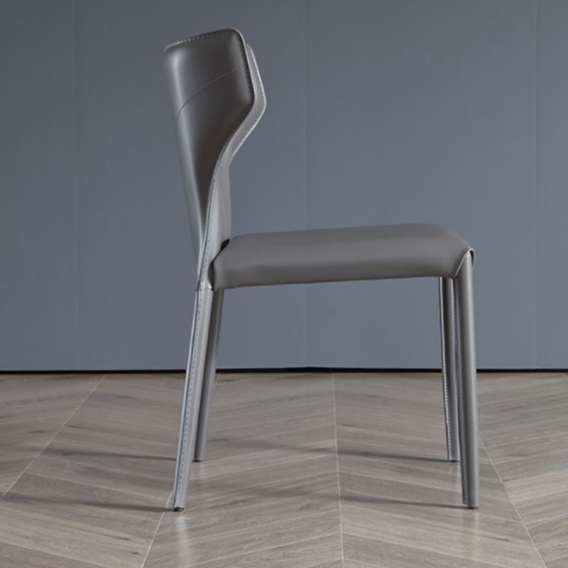 Modern Style Wingback Dining Side Chair Leather Dining Armless Chair for Home Use