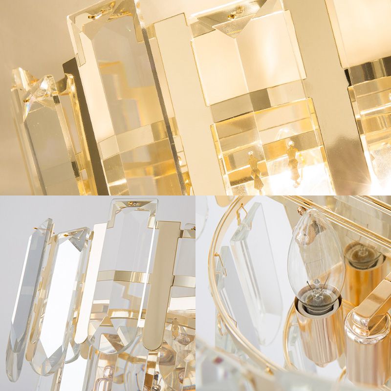 Klarer kristallgeschichtetes Wandlampe zeitgenössische 3 Leuchten Wandmontage Licht in Gold für Schlafzimmer