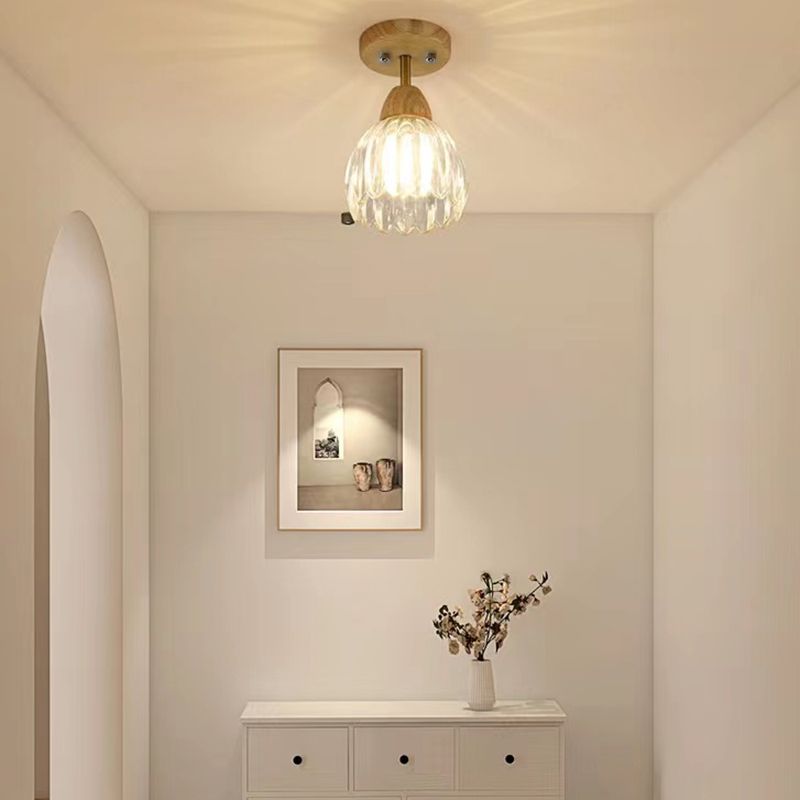 Modern Simple Wooden Ceiling Light Bell Shape Ceiling Lamp for Bedroom