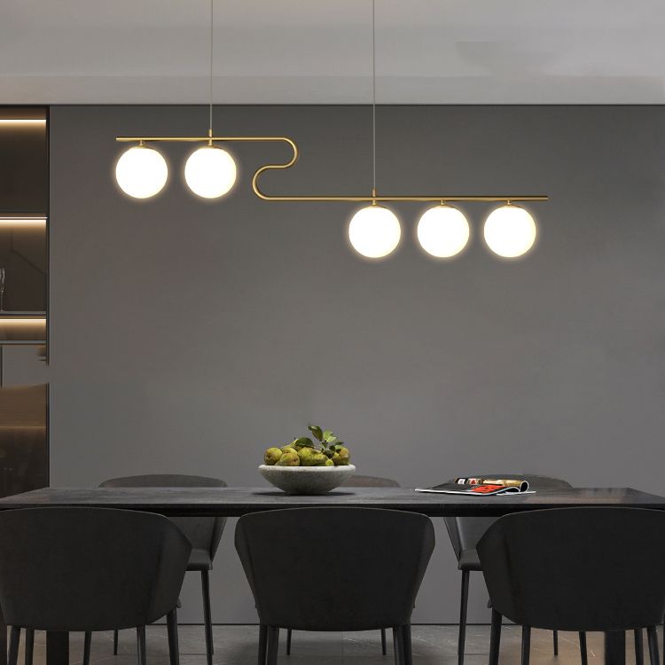 Simple Hanging Light Glass Round Island Light Fixture for Kitchen