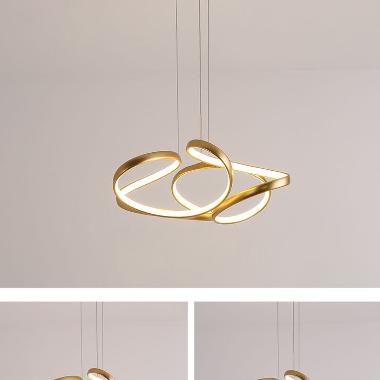 Twisted Chandelier Light Fixture Minimalist Style Metal LED Chandelier Pendant Light