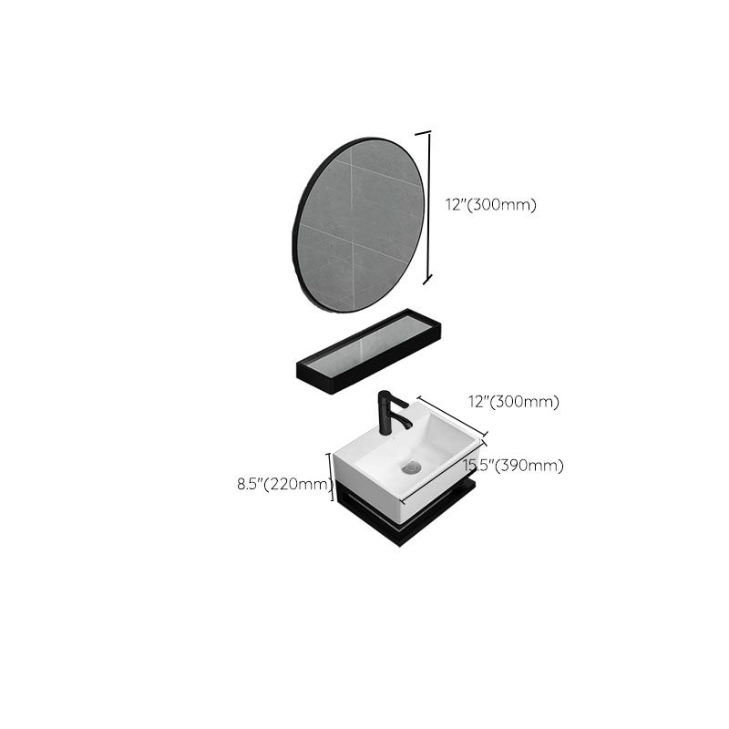 Bathroom Sink Ceramic White Wall-mounted Rod Handle Faucet Sink