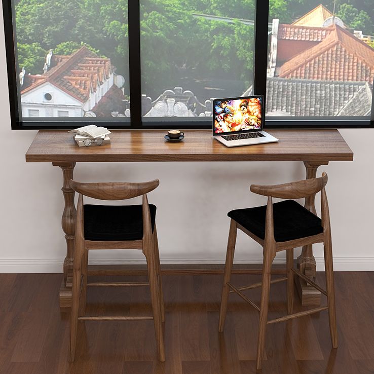 Brown 1/2/3 Pieces Pub Dining Set Solid Wood Table and Stool Set