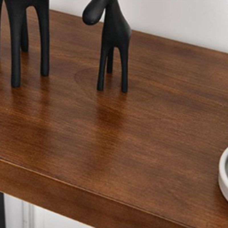 Storage Console Table Trestle Solid Wood Console Table in Brone with Shelf