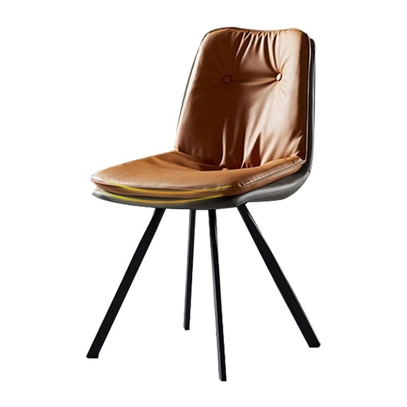 Contemporary Armless Dining Chairs Leather Curved Parsons Side Chair for Brasserie