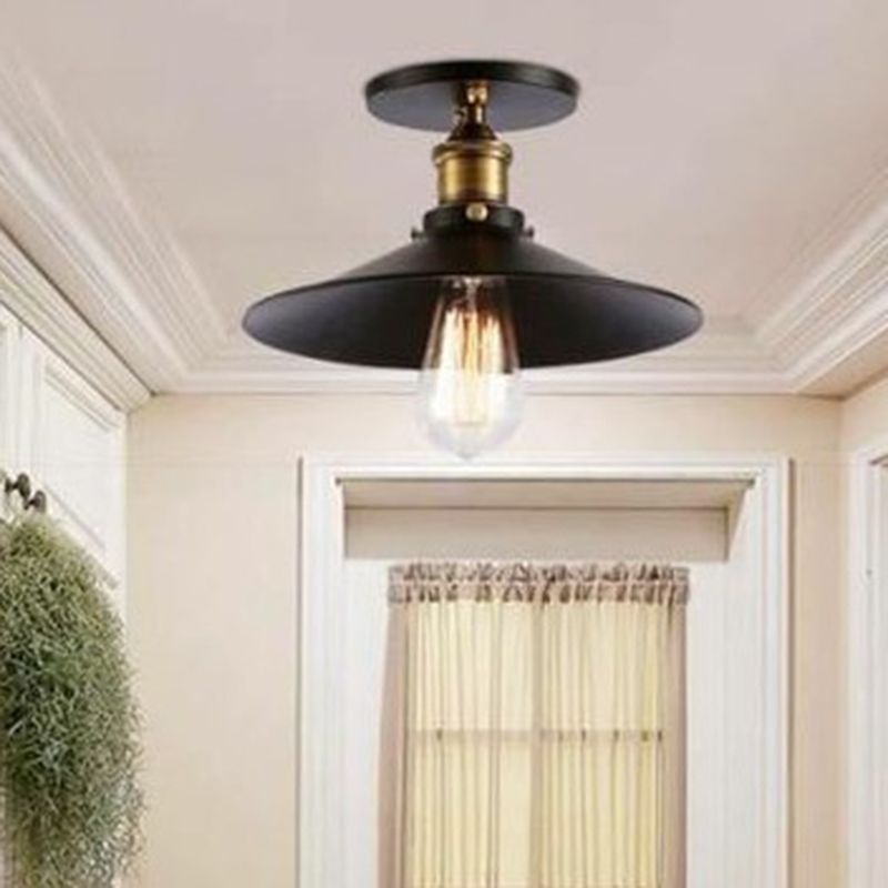 Modern Industrial Ceiling Light Lid Shape Light 1 Light Wrought Iron Bedroom Ceiling Light