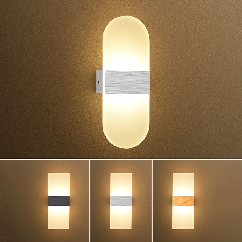 Lampada da parete per tonalità rettangolare in alluminio modernista Light Sconce a 1 luce per camera da letto