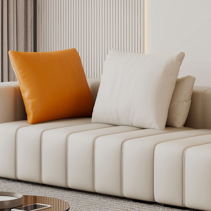 Contemporary White Sectional Sofa with Square Arms and Channel Back
