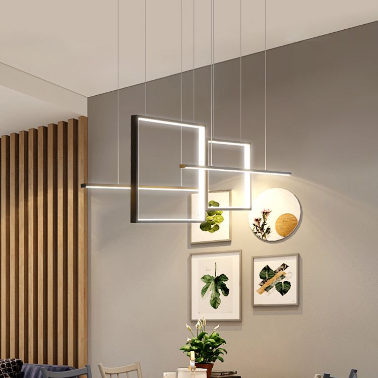 Pendre simple Light Black 4-Light Metal Pending Lighting Fixtures for Dining Room