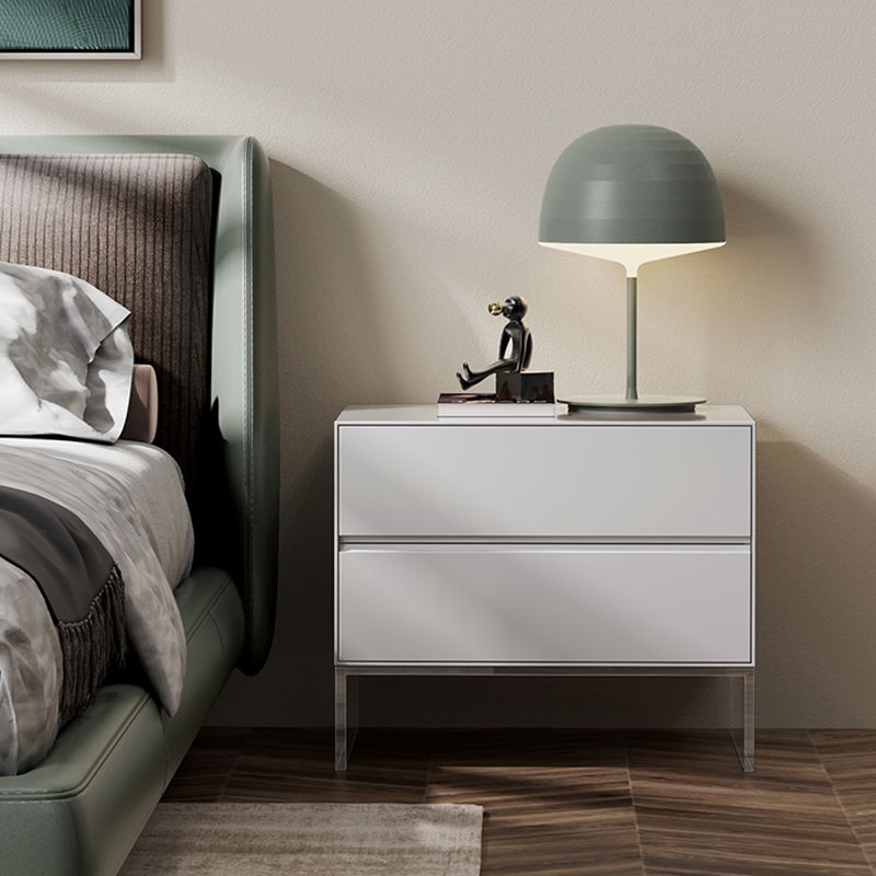 Contemporary Wood Nightstand 20-inch Tall 2-Drawer Night Table with Acrylic Base