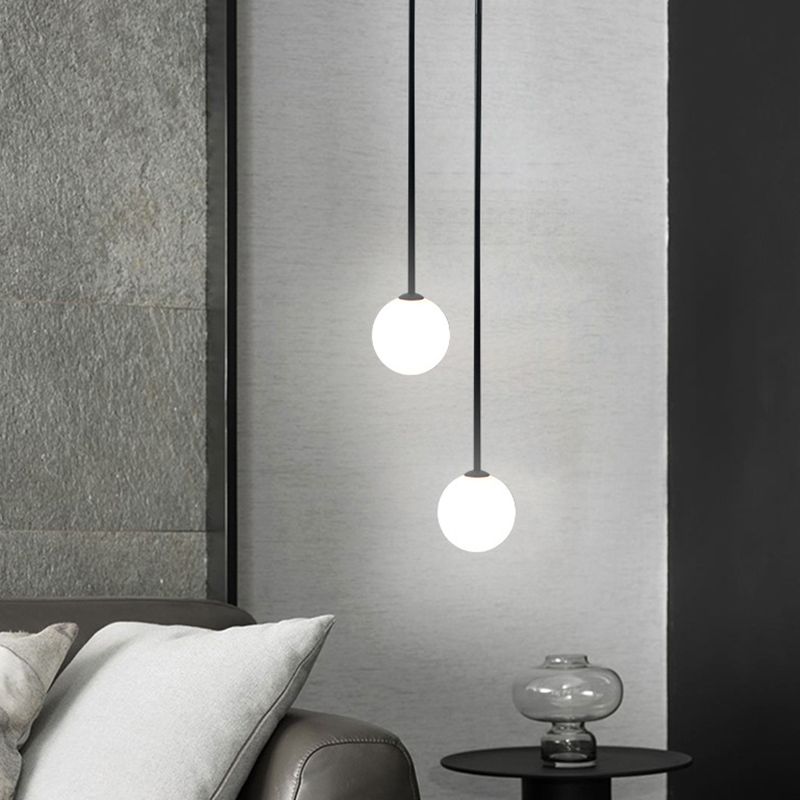 Minimalism Pendant Lighting Fixture Black Globe Hanging Pendant Light with Glass Shade