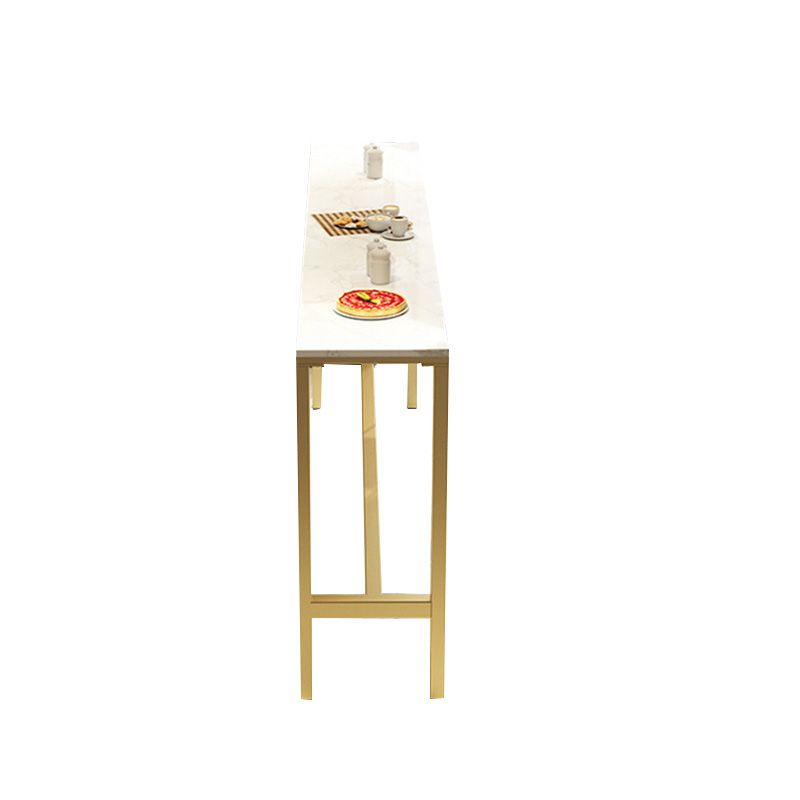Modern Bar-height Table with White Faux Marble Top 41.3-inch Height Table for Patio Use