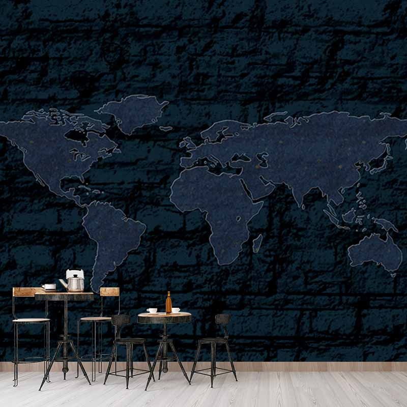 Environment Friendly Resistant Mural Wallpaper Map Illustration Sleeping Room Wall Mural
