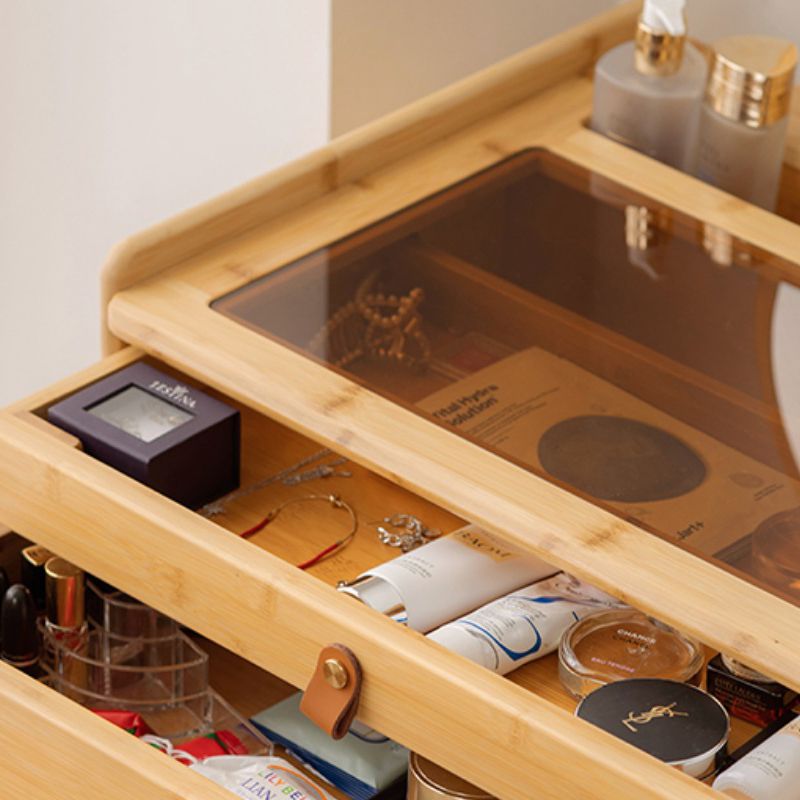 Contemporary Wood Vanity with 2/3 Storage Drawers Makeup Vanity Desk with Stool and Mirror