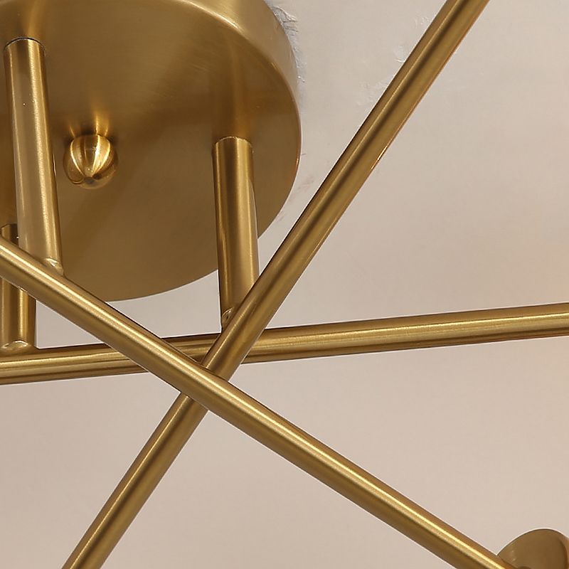 Lámpara de techo con bombilla desnuda de 6 luces, accesorio de iluminación empotrado con forma de líneas entrelazadas de Metal posmoderno