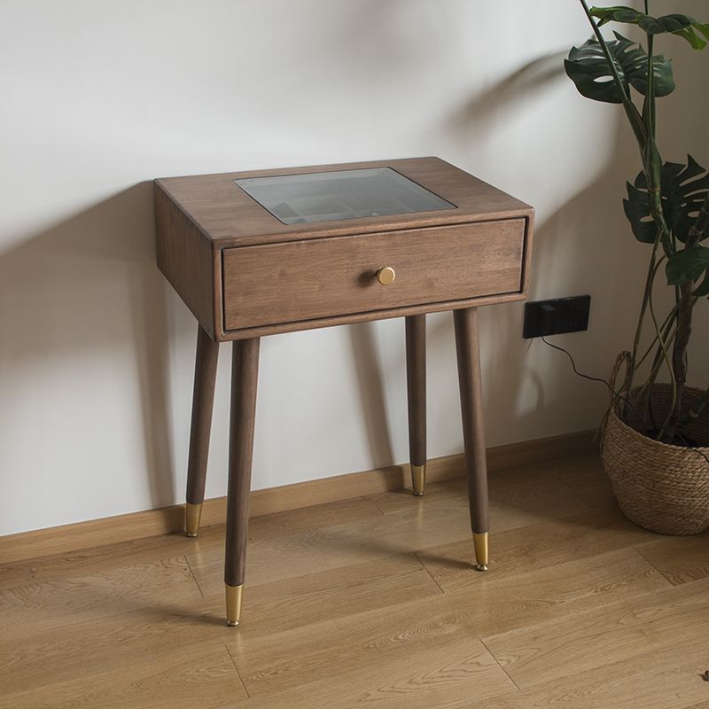 Contemporary Make-up Vanity with Drawers in Brown Rubberwood