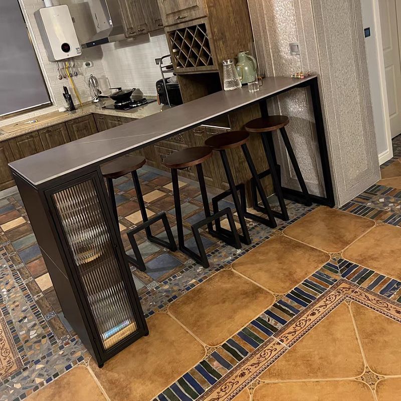 Rectangle Bar Table Grey Dining Table for Kitchen Living Room