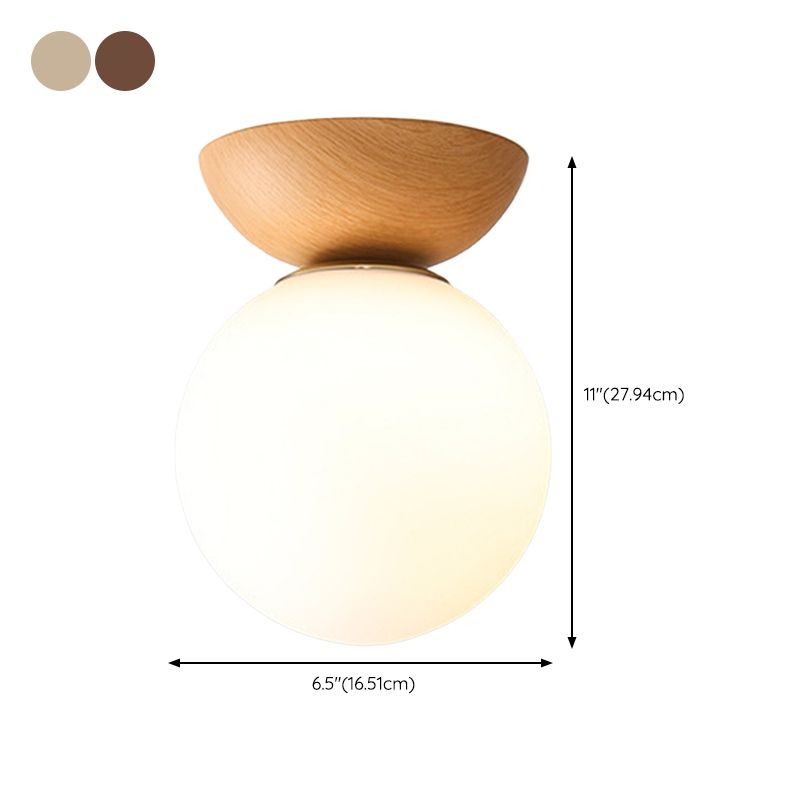 White Globe Flush Mount Lighting Modernism Glass Ceiling Light for Foyer
