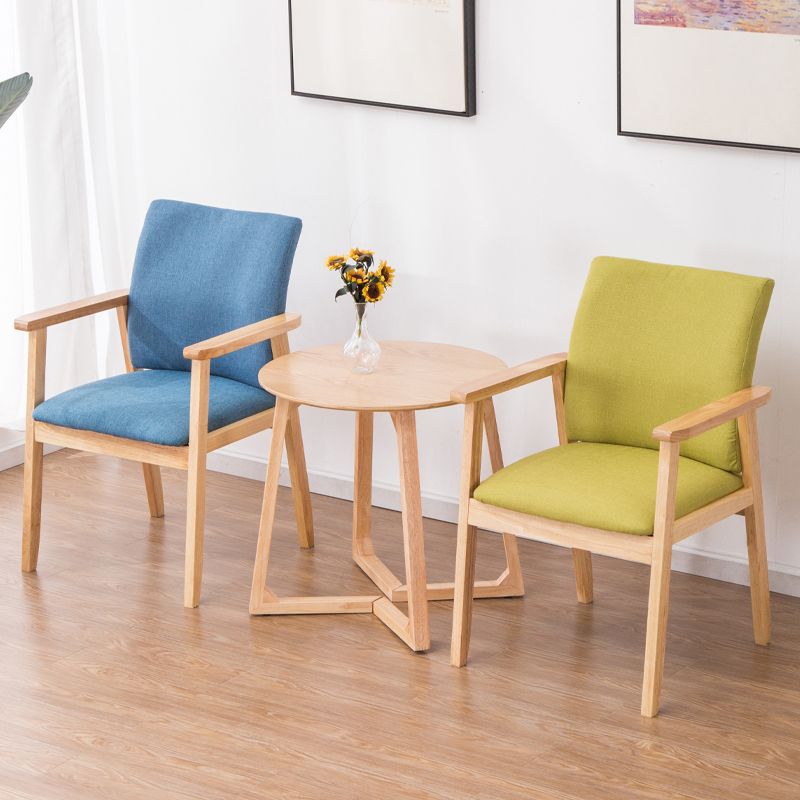 Scandinavian Rubberwood Solid Back Arm Chair Wood Dining Chair for Home