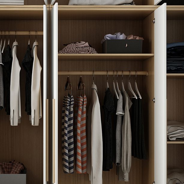 Hinged Wardrobe Cabinet with Garment Rod Contemporary Wardrobe Closet