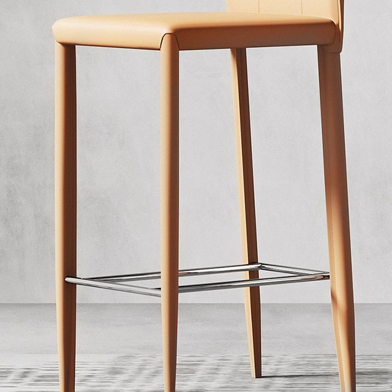 Glam Leather Counter Height Stools Low Back Bar Stools for Indoor