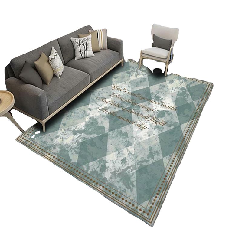 Grey Casual Carpet Polyester Geometry Carpet Washable Carpet for Living Room