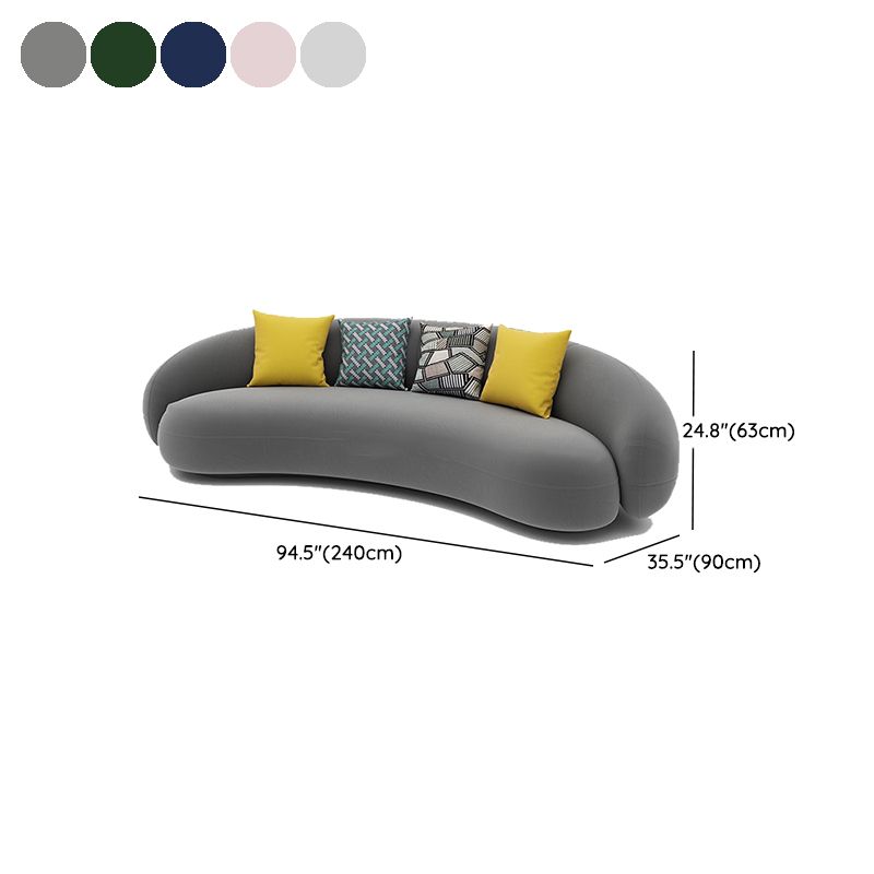 Scandinavian 24.8" H Solid Color Velvet Slope Arm Sofa For Living Room