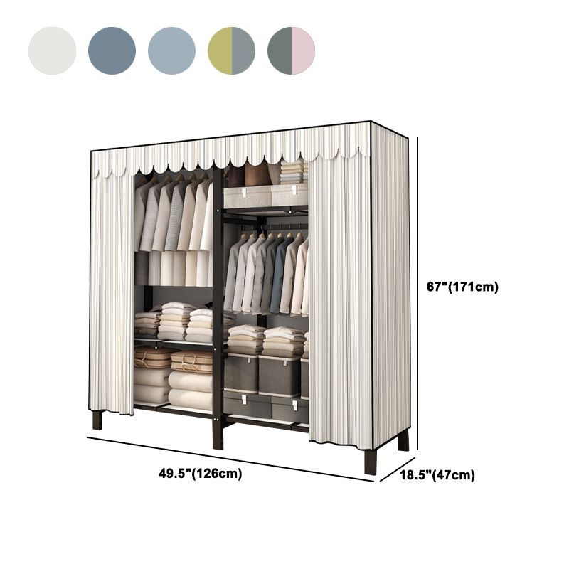 Stainless Steel Frame Wardrobe Armoire Modern Style Wardrobe Cabinet with Clothing Rod