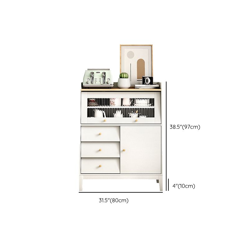 Contemporary Style Sideboard Wood Buffet Stand with Cabinet and Drawers