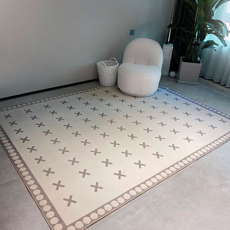 Apricot Modern Rug Pattern Polyester Rug Washable Rug for Drawing Room