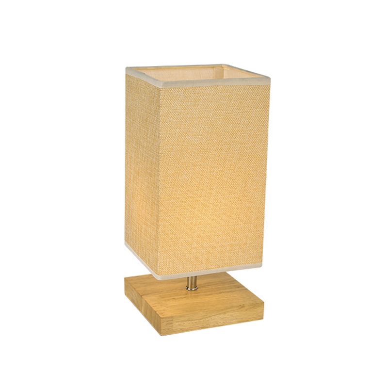 Contemporary Rectangular Task Lighting Fabric 1 Head Night Table Lamp in Flaxen