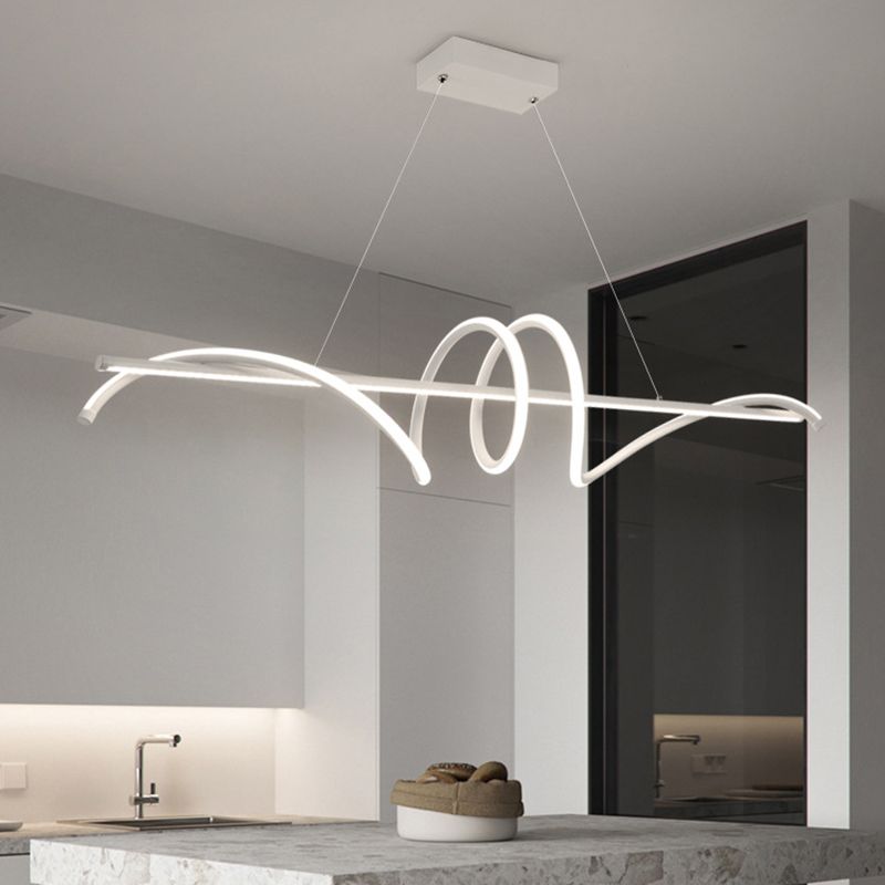 Modern Wavy Island Light Fixture Metal Dining Room Island Pendant Light