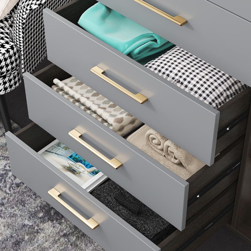 Classic Glam Wood Storage Chest Dresser Bedroom Gray Dresser