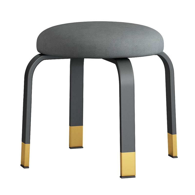 Footstool Ottoman Tear Resistant Solid Glam Cotton Blend Round Ottoman