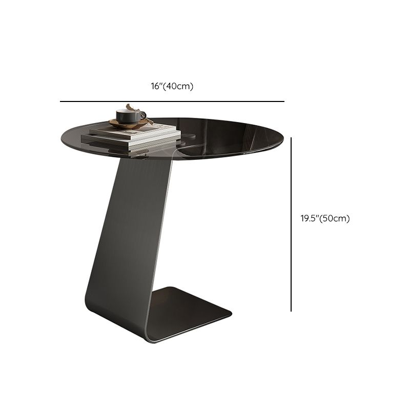 Mid-Century C  Shape Base Round GlassSide Table Luxurious Pedestal End Table