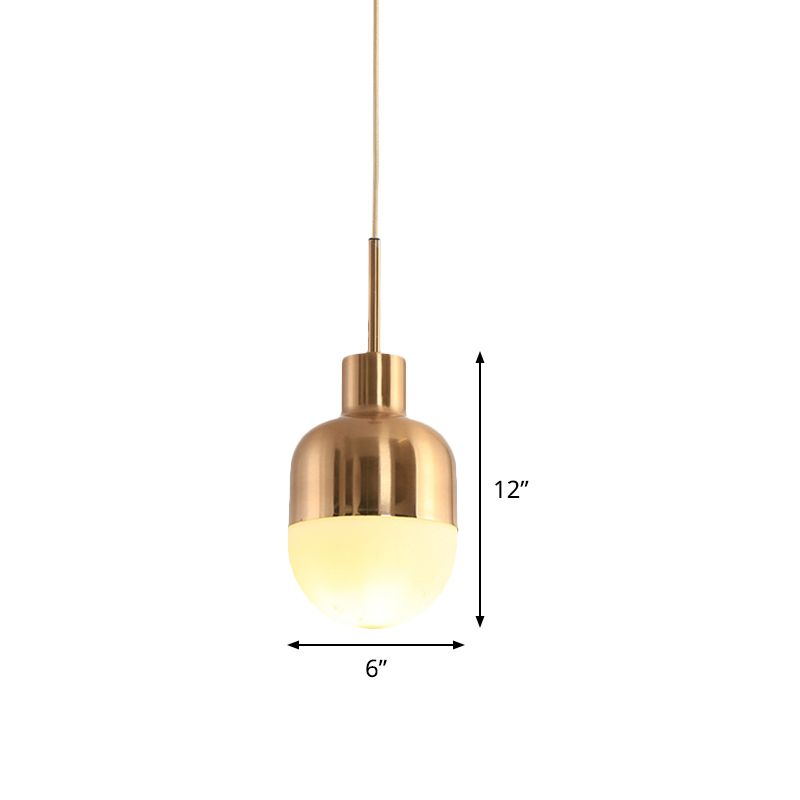 Capsule Frosted Glass Pendulum Light Simplicity 1 Light Gold Finish Hanging Pendant Light