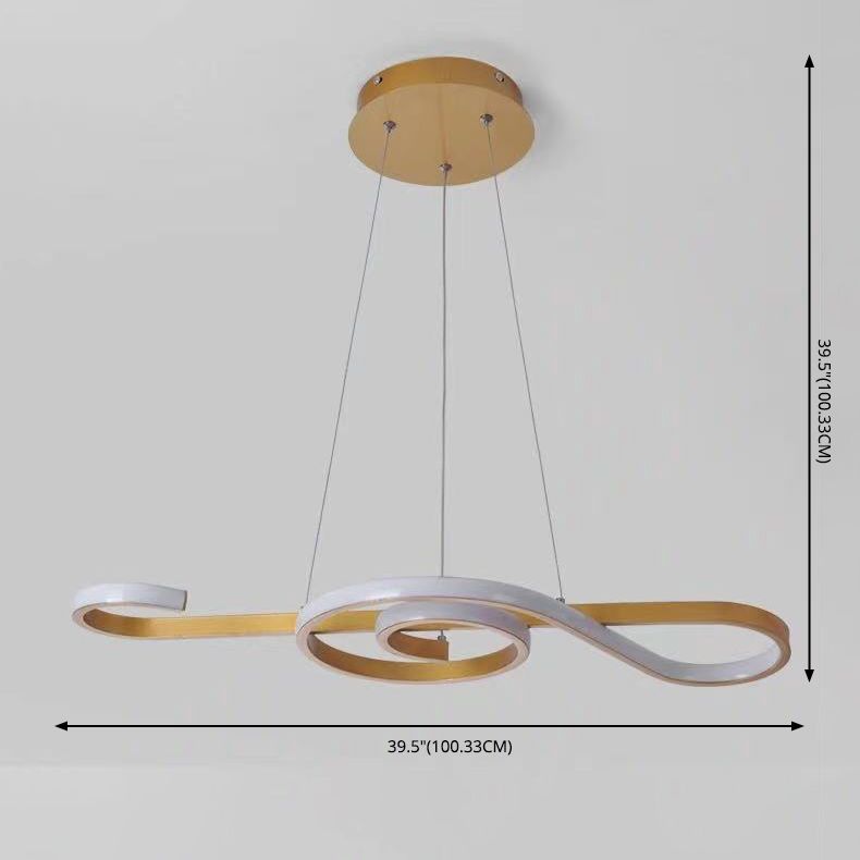 Ultra-modern Musical Note Hanging Chandelier Aluminum Suspension Lighting with Hanging Cord for Living Room