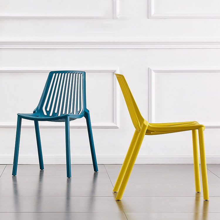 Contemporary Plastic Side Chair Slat Back Kitchen Dining Room Chair