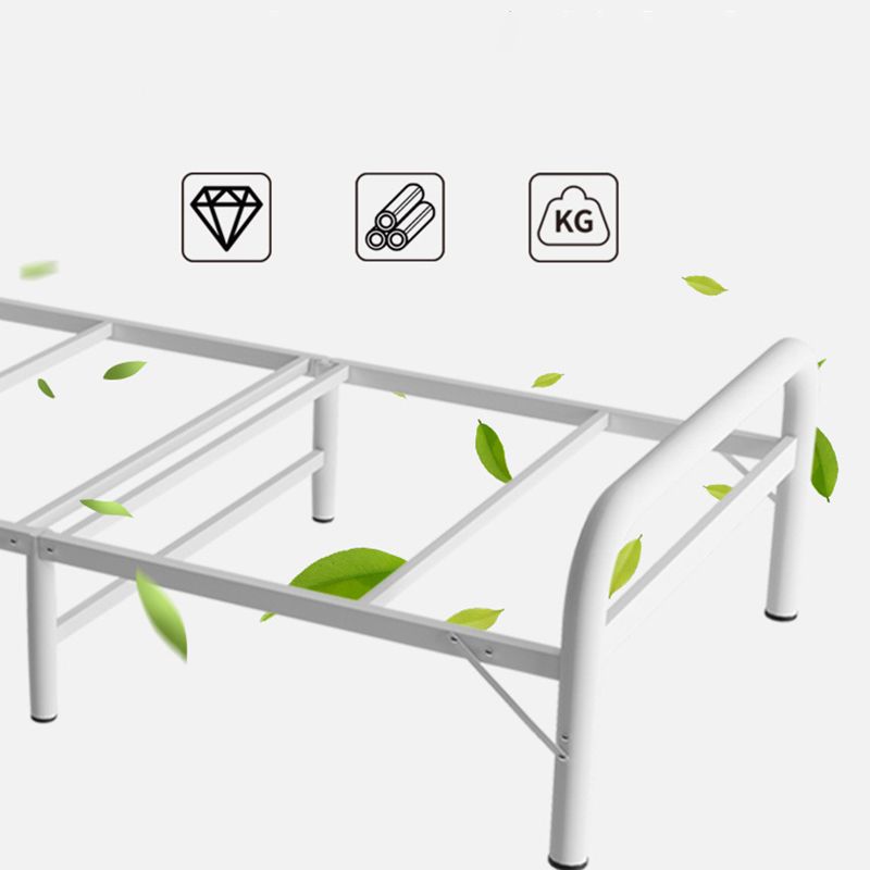White Steel Folding Bed Contemporary Open-Frame Bed Set - 23.6" H