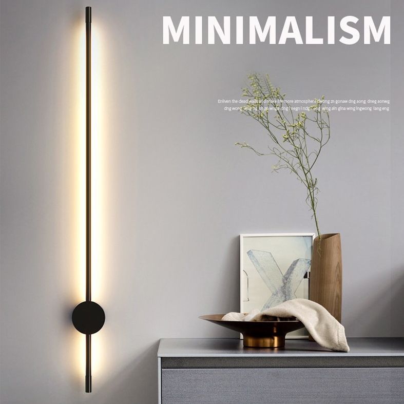 Control remoto RGB Luz de la plataforma Moderna Moderna larga Lámpara de pared LED decorativa de ambiente en negro