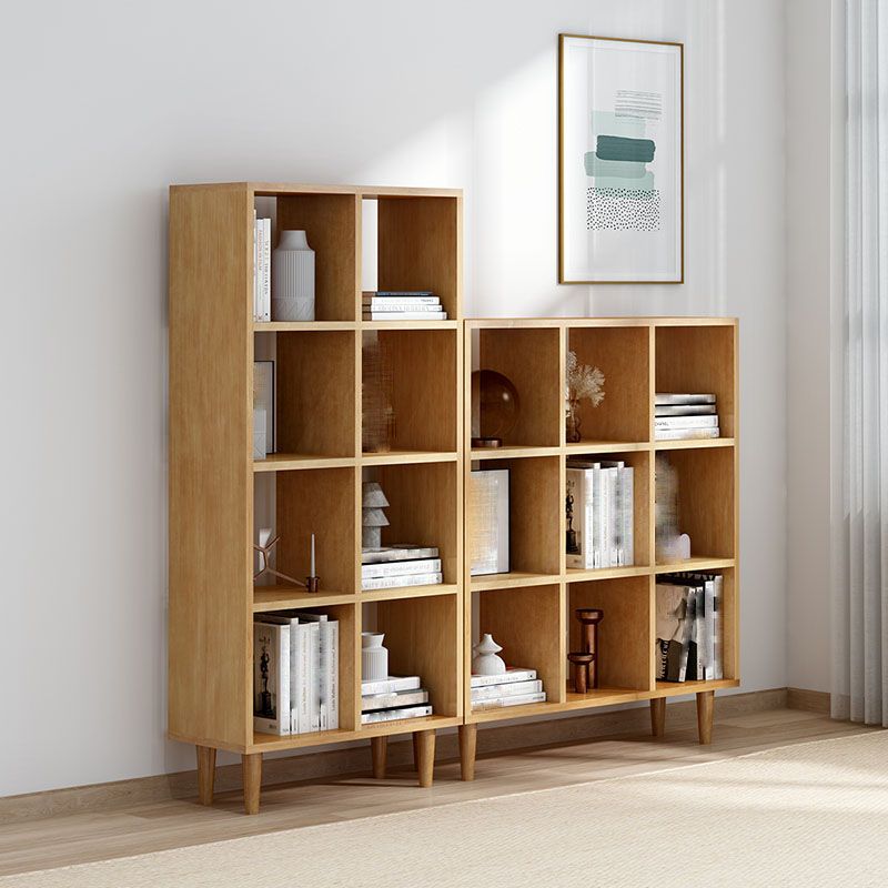 Modern Style Open Back Bookshelf Solid Wood Bookcase with Shelves