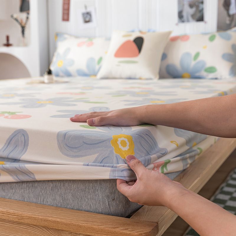 Fancy Cotton Sheet Sets 1-Piece Flower Pattern Wrinkle Resistant Bed Sheet