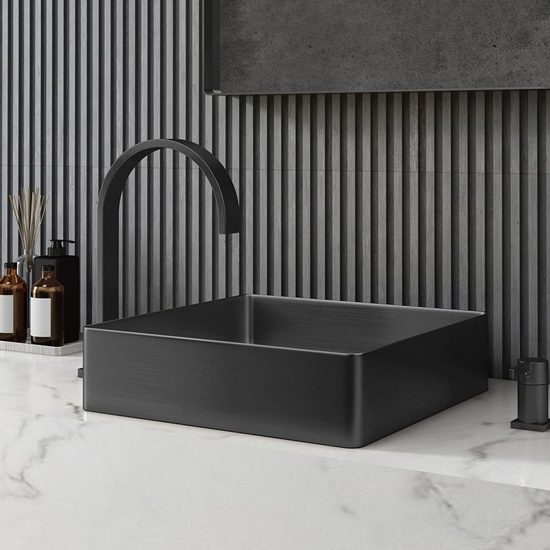 Contemporary Trough Bathroom Sink Solid Color Metal Trough Sink